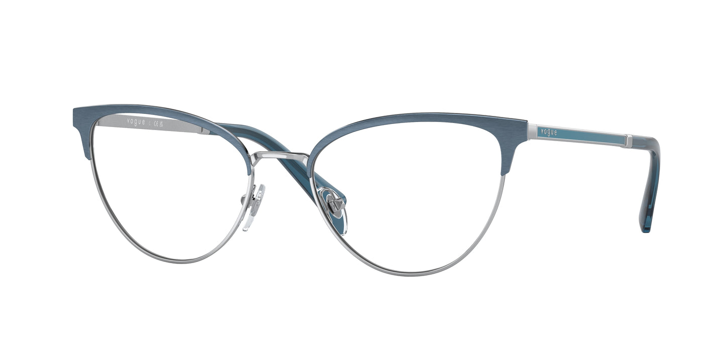 Vogue VO4250 Oval Eyeglasses 5177-Top Brushed Azure/Silver 53-140-18 - Color Map Blue