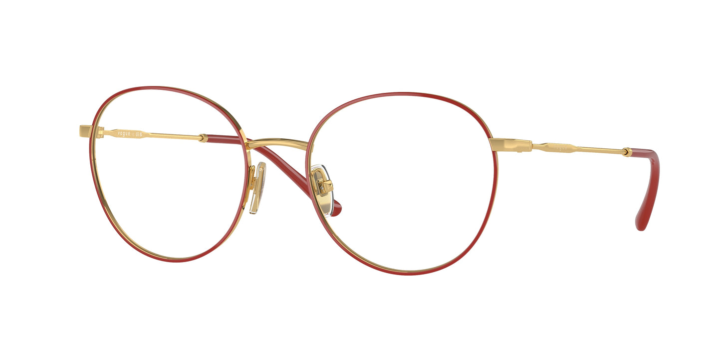 Vogue VO4280 Phantos Eyeglasses 280-Top Red/Gold 52-140-18 - Color Map Red