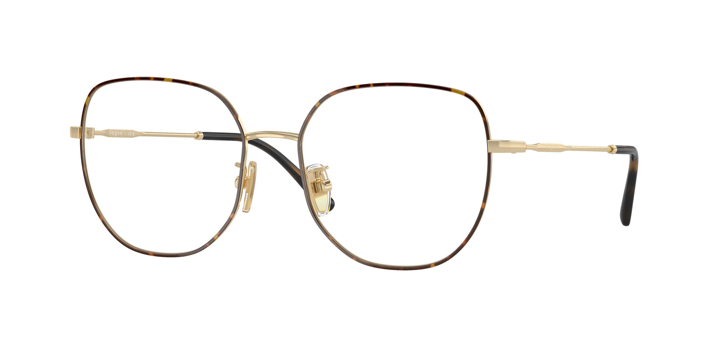 Vogue VO4296D Irregular Eyeglasses 5078-Top Havana/Pale Gold 54-140-17 - Color Map Brown