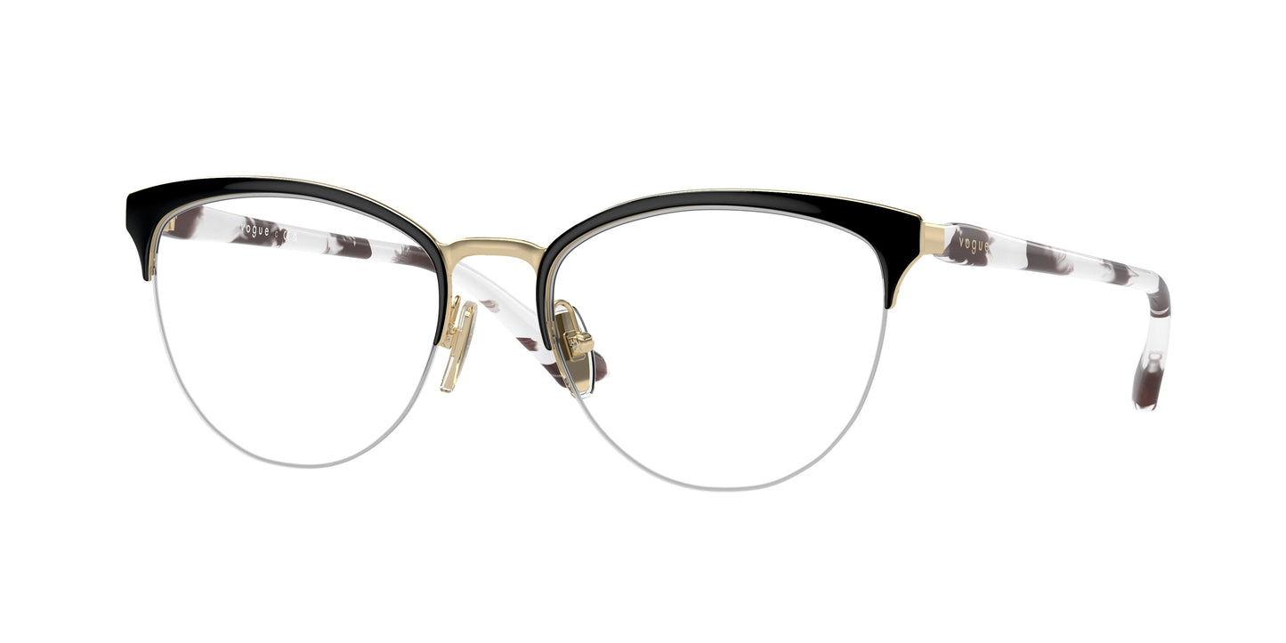 Vogue VO4304 Oval Eyeglasses 352-Top Black/Pale Gold 53-140-18 - Color Map Black