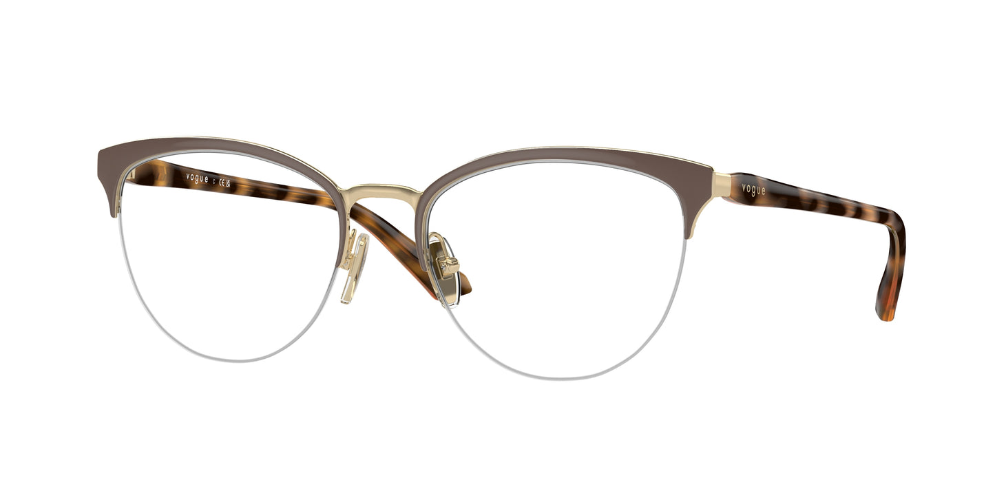 Vogue VO4304 Oval Eyeglasses 5199-Top Brown/Pale Gold 53-140-18 - Color Map Brown