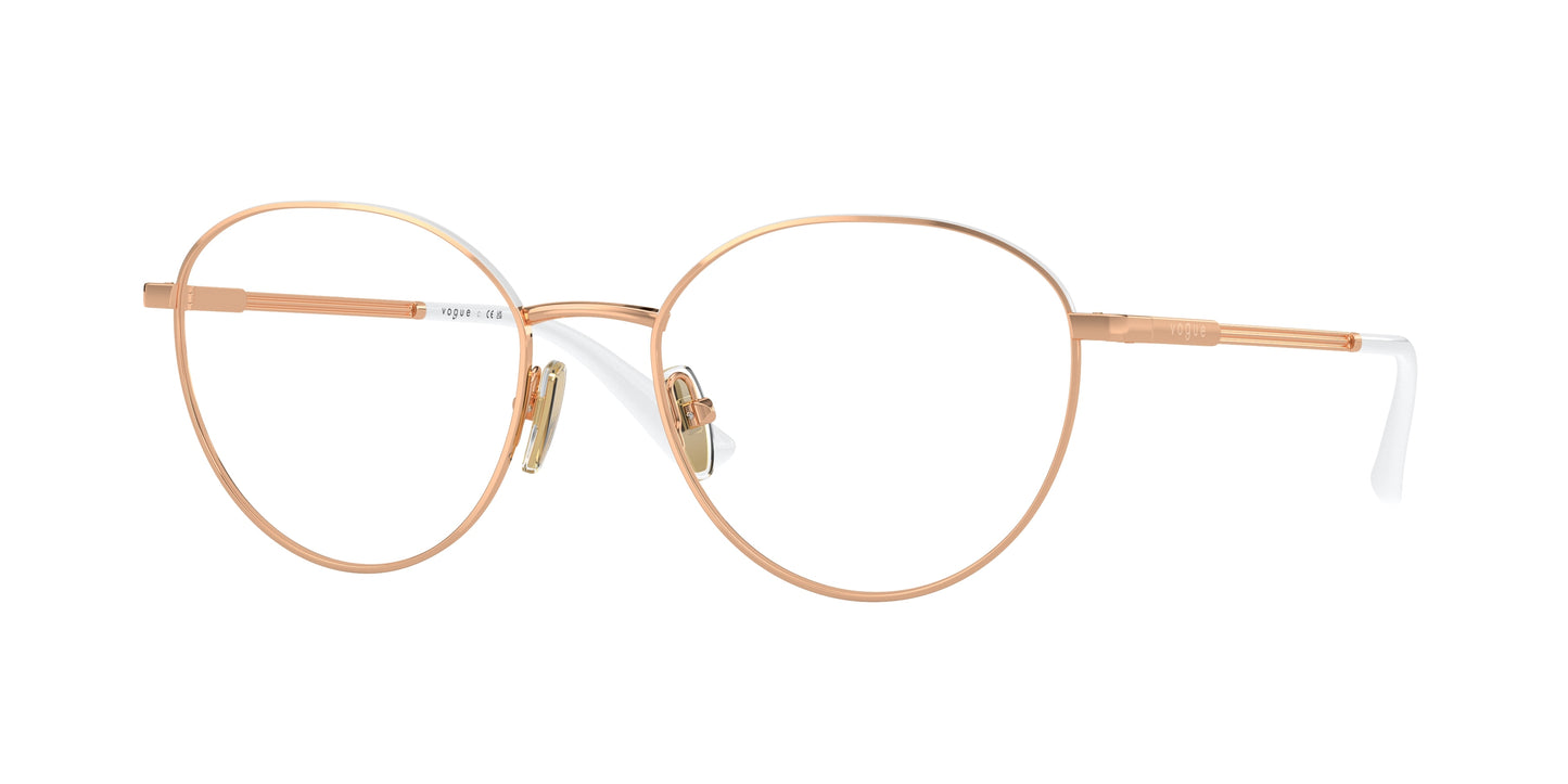 Vogue VO4306 Round Eyeglasses 5152-Rose Gold/Top White 53-140-18 - Color Map Gold