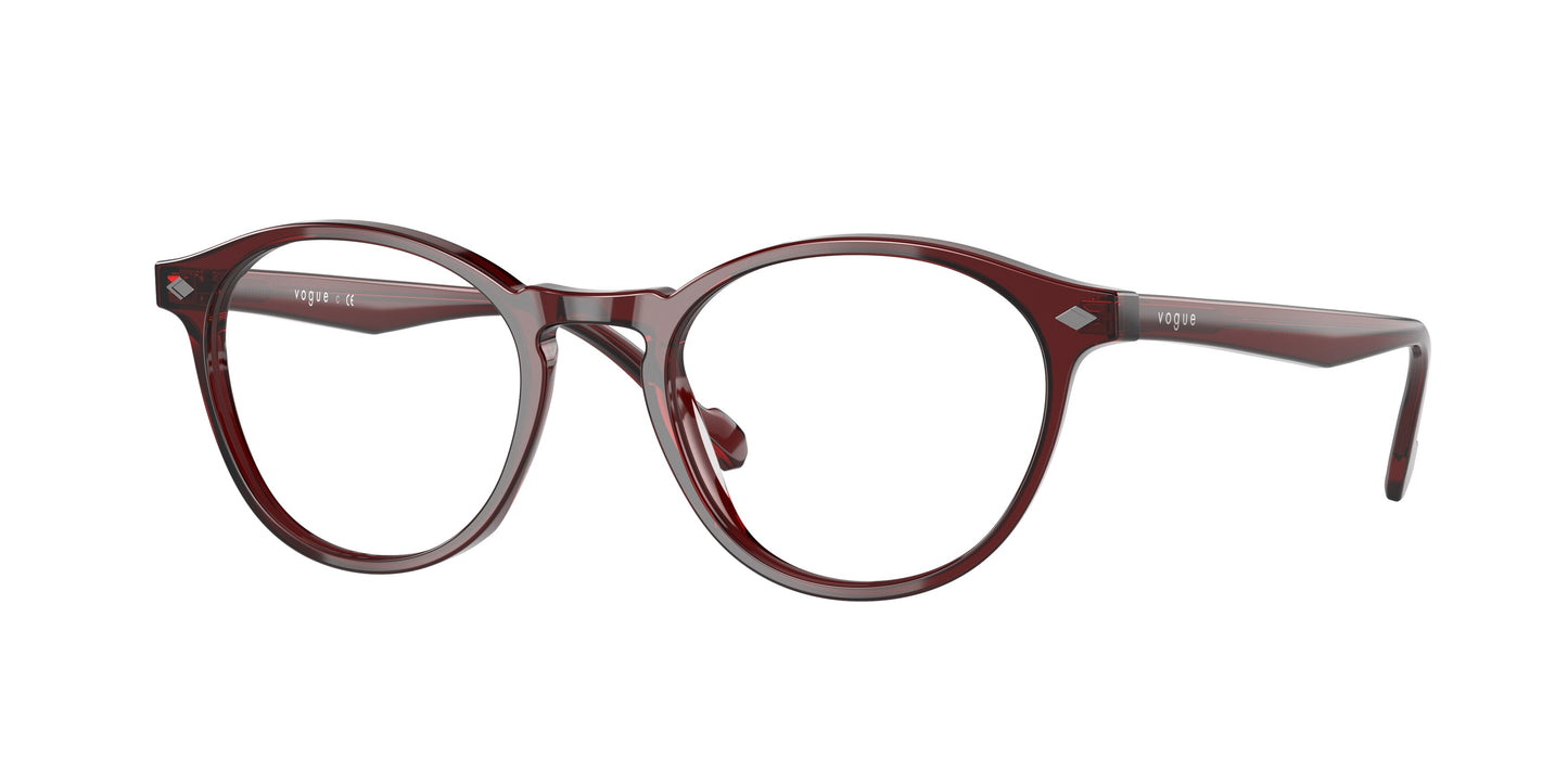Vogue VO5326 Oval Eyeglasses 2924-Transparent Bordeaux 51-145-19 - Color Map Red