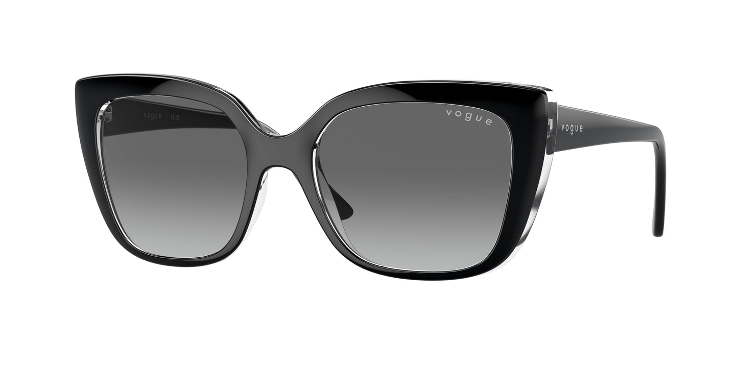 Vogue VO5337S Square Sunglasses 283911-Top Black/Serigraphy 53-140-18 - Color Map Black