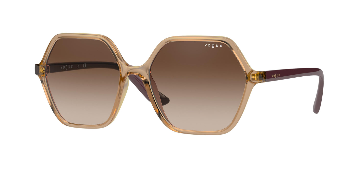 Vogue VO5361S Rectangle Sunglasses 282613-Transparent Caramel 55-140-16 - Color Map Brown