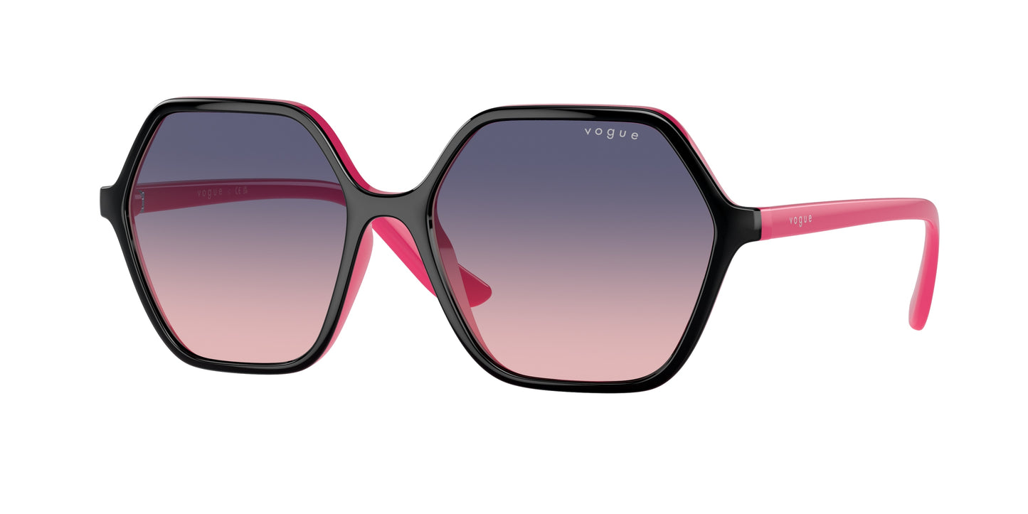 Vogue VO5361S Rectangle Sunglasses 3009I6-Top Black/Fuchsia 55-140-16 - Color Map Black