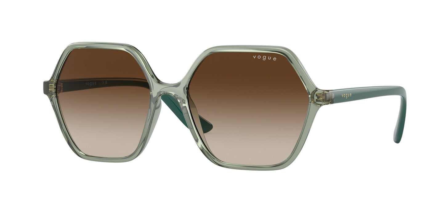 Vogue VO5361S Rectangle Sunglasses 302213-Transparent Light Green 55-140-16 - Color Map Green
