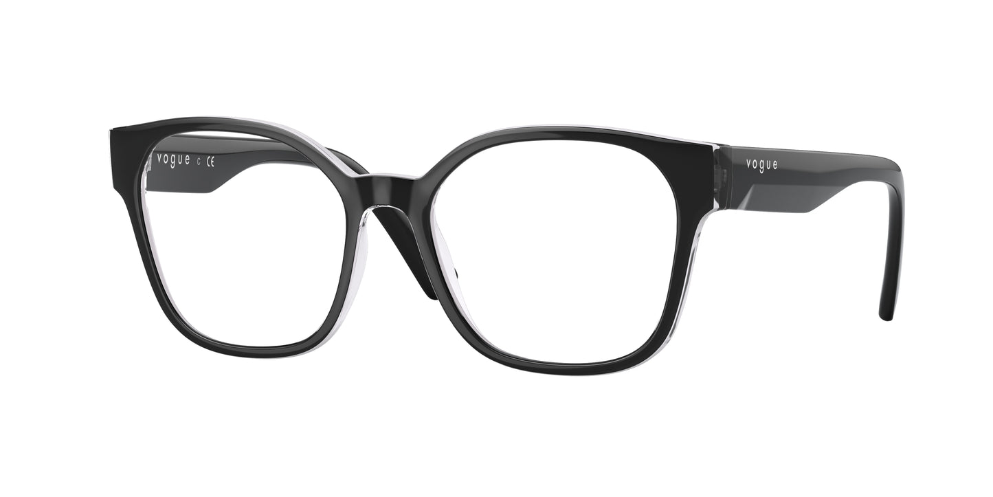 Vogue VO5407 Square Eyeglasses 2961-Top Black/Flowers Violet 51-140-17 - Color Map Black