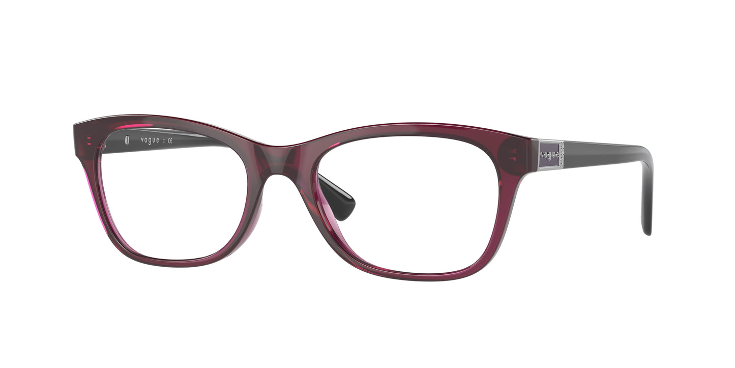 Vogue VO5424B Pillow Eyeglasses 2989-Transparent Dark Cherry 53-140-18 - Color Map Red