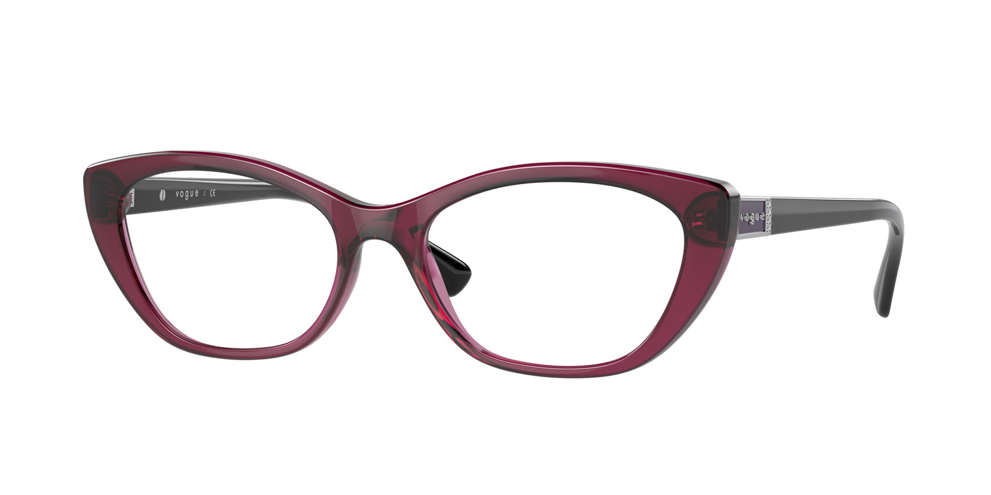 Vogue VO5425B Oval Eyeglasses 2989-Transparent Dark Cherry 54-140-17 - Color Map Red
