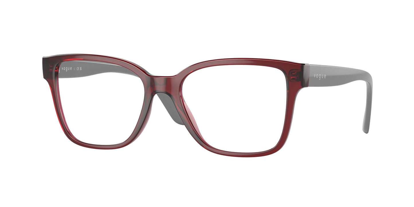 Vogue VO5452 Square Eyeglasses 2924-Transparent Bordeaux 53-140-17 - Color Map Red