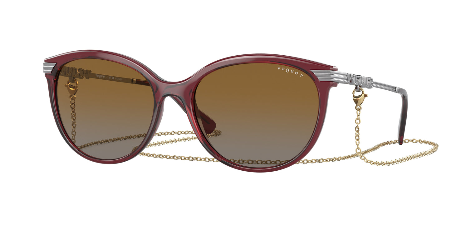Vogue VO5460S Irregular Sunglasses 2339T5-Transparent Opal Dark Red 56-135-17 - Color Map Red
