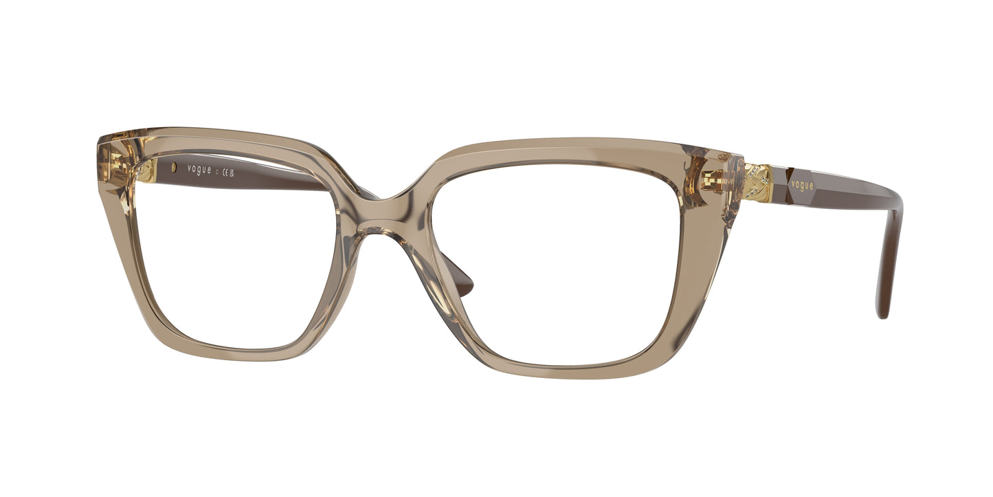 Vogue VO5477B Rectangle Eyeglasses 2940-Transparent Brown 52-140-18 - Color Map Brown
