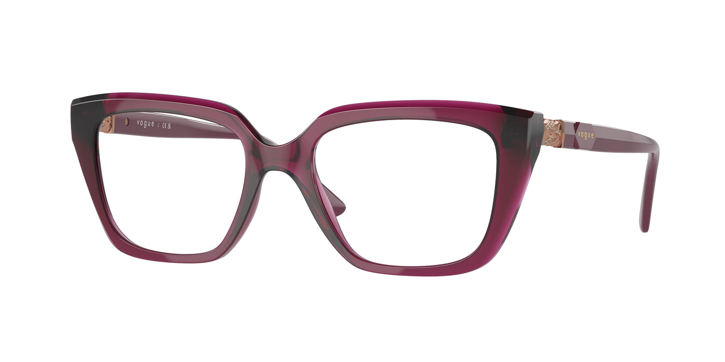 Vogue VO5477B Rectangle Eyeglasses 2989-Transparent Cherry 52-140-18 - Color Map Violet