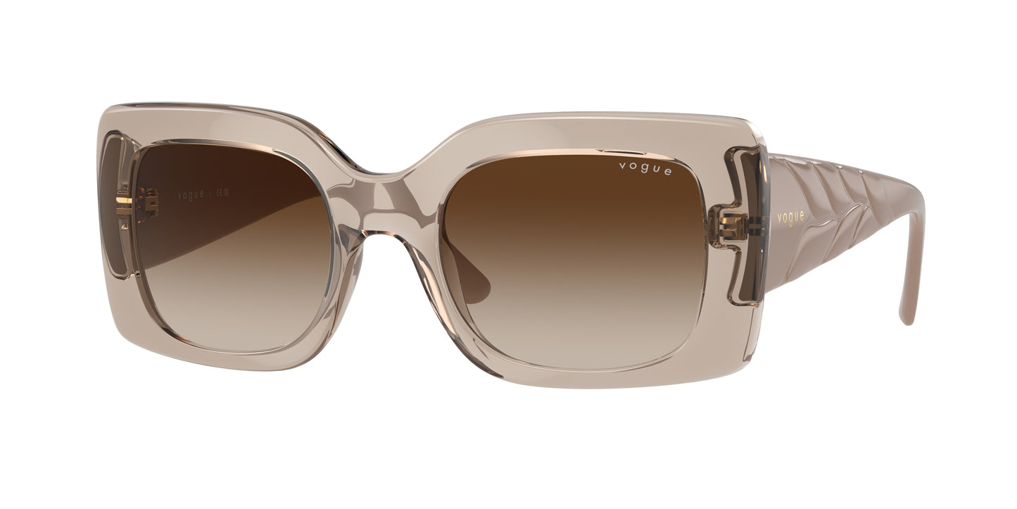 Vogue VO5481S Rectangle Sunglasses 299013-Transparent Caramel 52-135-21 - Color Map Brown