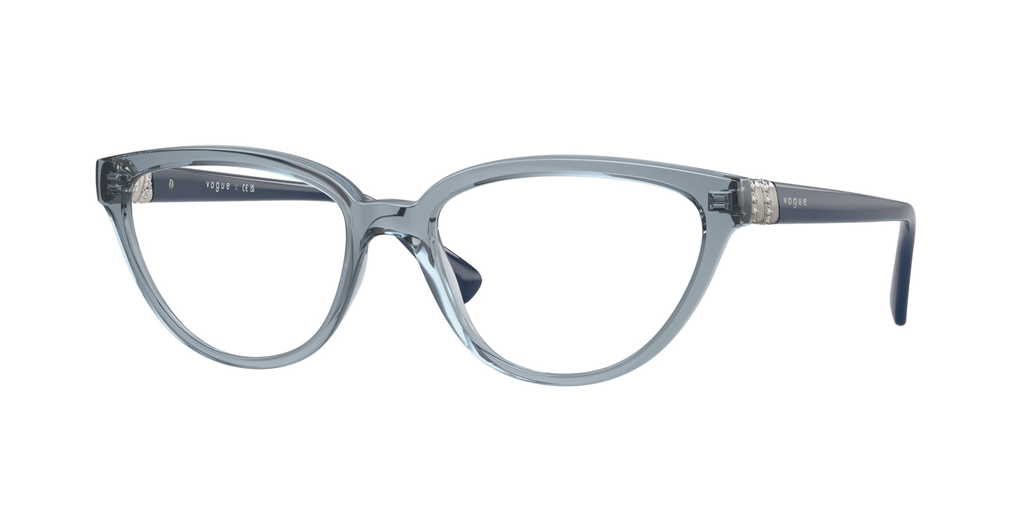 Vogue VO5517B Cat Eye Eyeglasses 2966-Transparent Azure 54-140-17 - Color Map Blue
