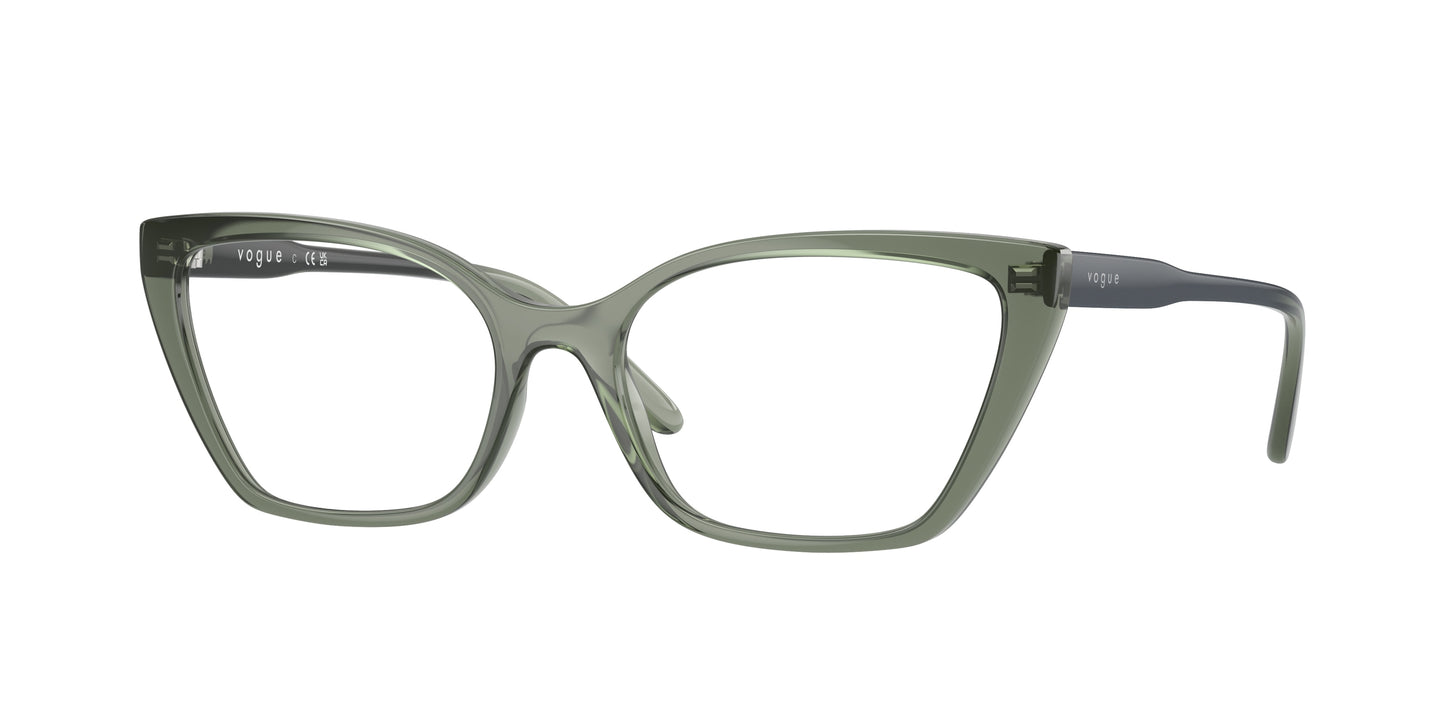 Vogue VO5519 Cat Eye Eyeglasses 3086-Transparent Mallard Green 54-140-17 - Color Map Green