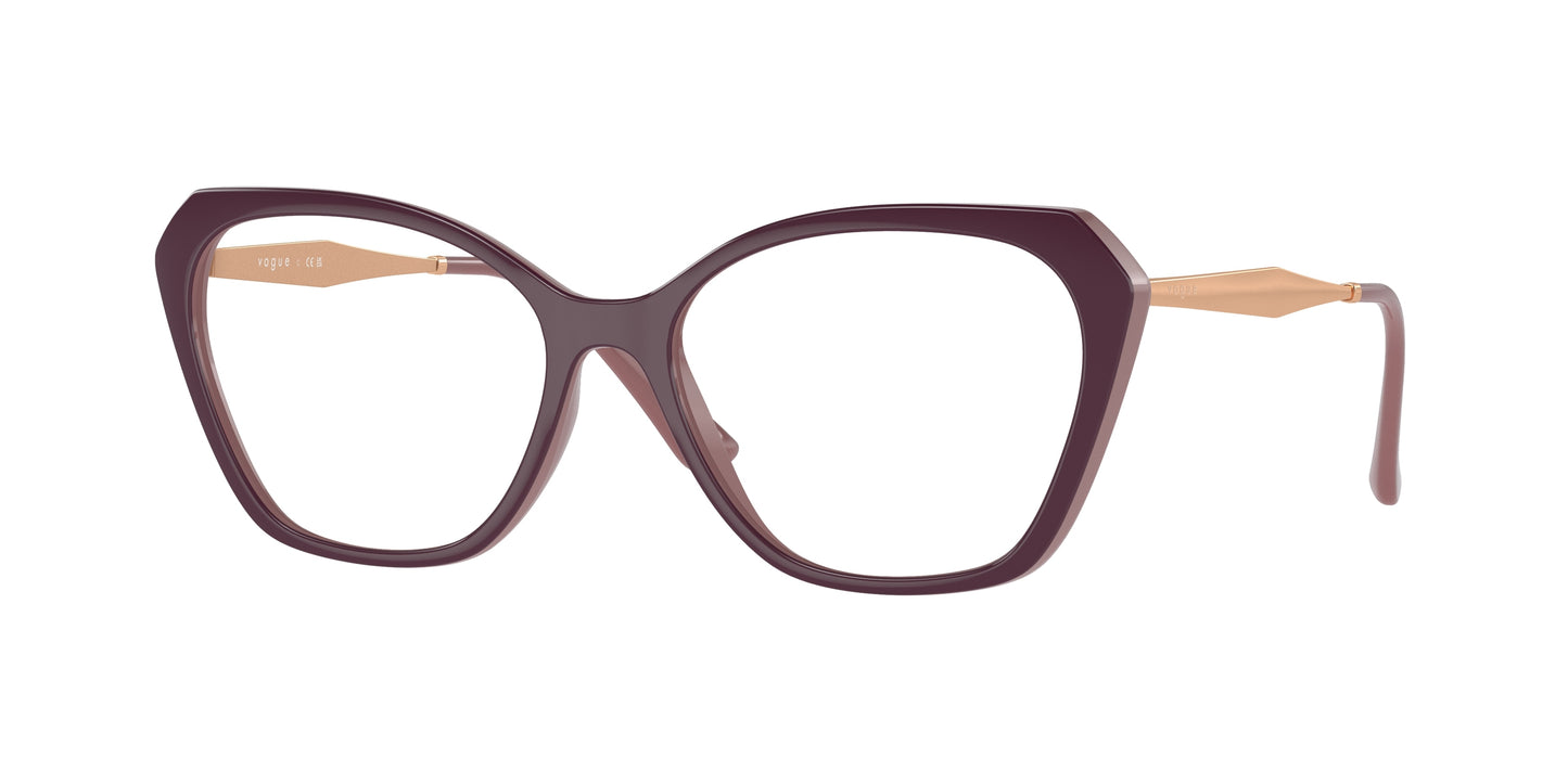 Vogue VO5522 Irregular Eyeglasses 3100-Top Red Purple/Old Pink 54-140-16 - Color Map Red