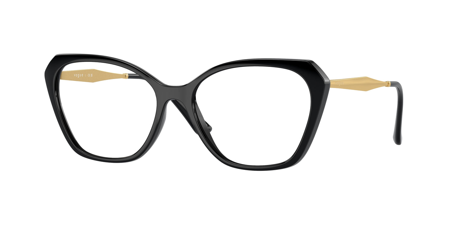 Vogue VO5522 Irregular Eyeglasses W44-Black 54-140-16 - Color Map Black