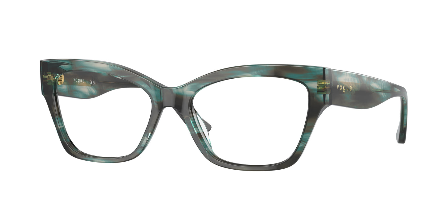 Vogue VO5523 Cat Eye Eyeglasses 3088-Green Havana 54-140-17 - Color Map Green