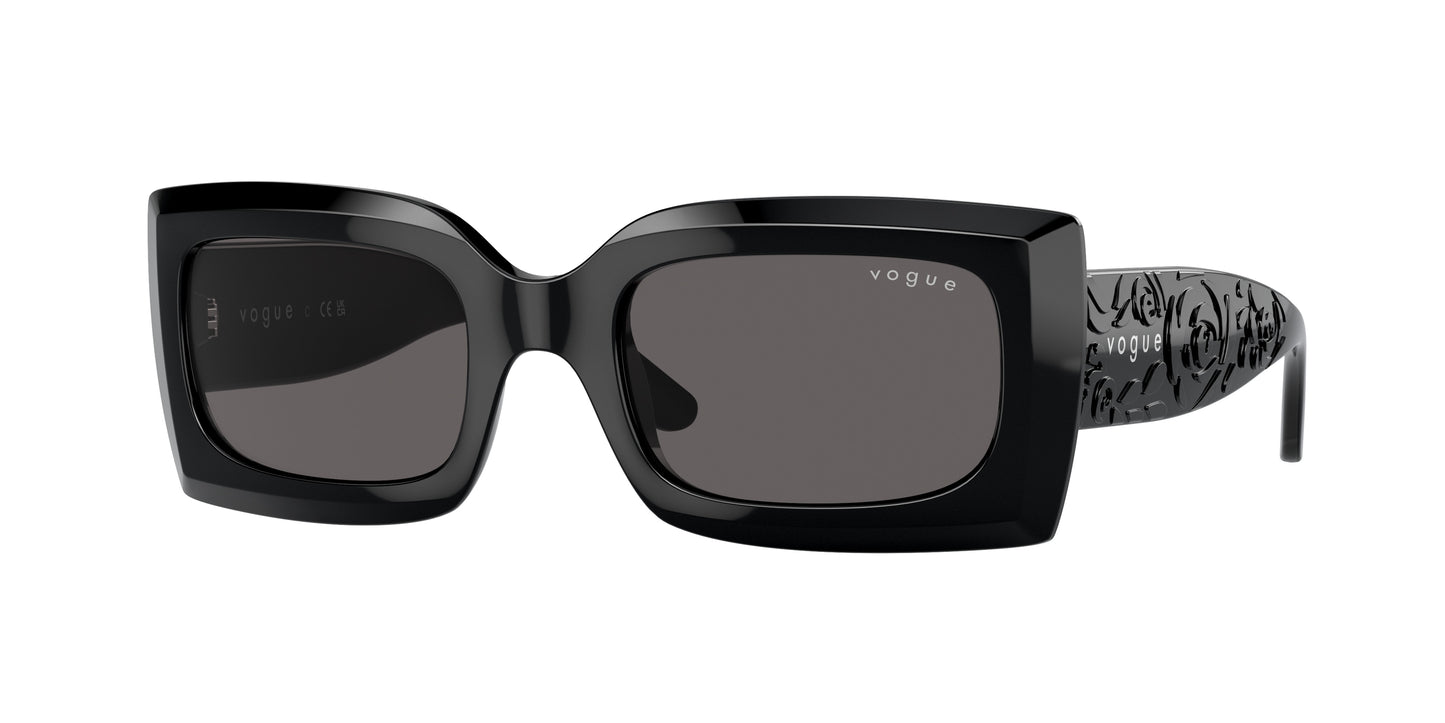 Vogue VO5526S Rectangle Sunglasses W44/87-Black 52-135-21 - Color Map Black