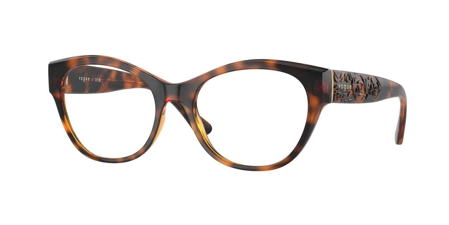 Vogue VO5527F Irregular Eyeglasses W656-Dark Havana 52-135-17 - Color Map Brown