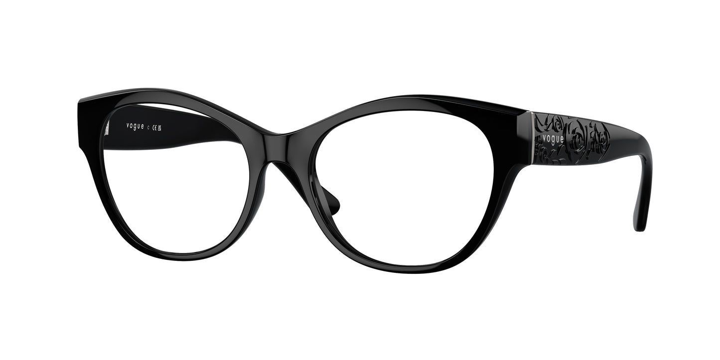 Vogue VO5527 Irregular Eyeglasses W44-Black 52-135-17 - Color Map Black