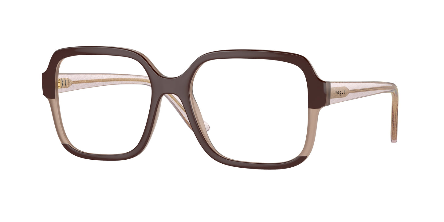 Vogue VO5555F Square Eyeglasses 3153-Top Brown/Milky Brown 54-140-17 - Color Map Brown