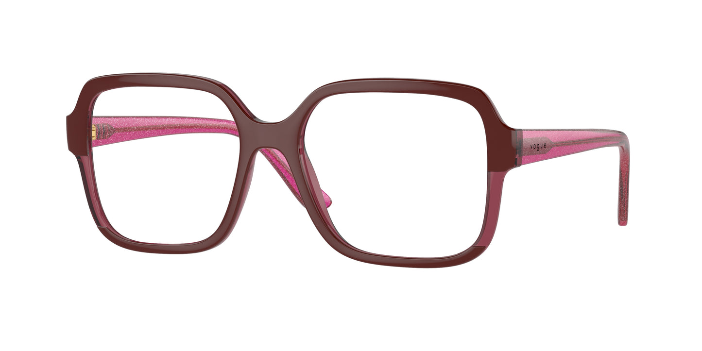 Vogue VO5555F Square Eyeglasses 3154-Top Bordeaux/Transparent Fuchsia 54-140-17 - Color Map Red