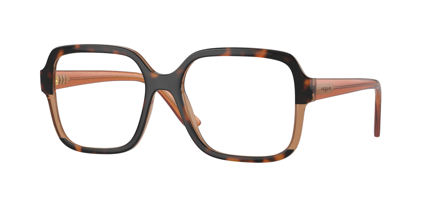 Vogue VO5555F Square Eyeglasses 3157-Top Havana/Transparent Brown 54-140-17 - Color Map Brown