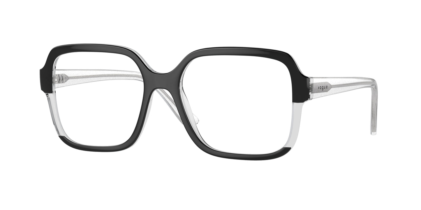 Vogue VO5555F Square Eyeglasses W827-Top Black/Transparent 54-140-17 - Color Map Black