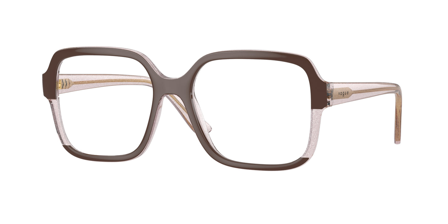 Vogue VO5555 Square Eyeglasses 3136-Brown/Transparent Rose Glitter 54-140-17 - Color Map Brown