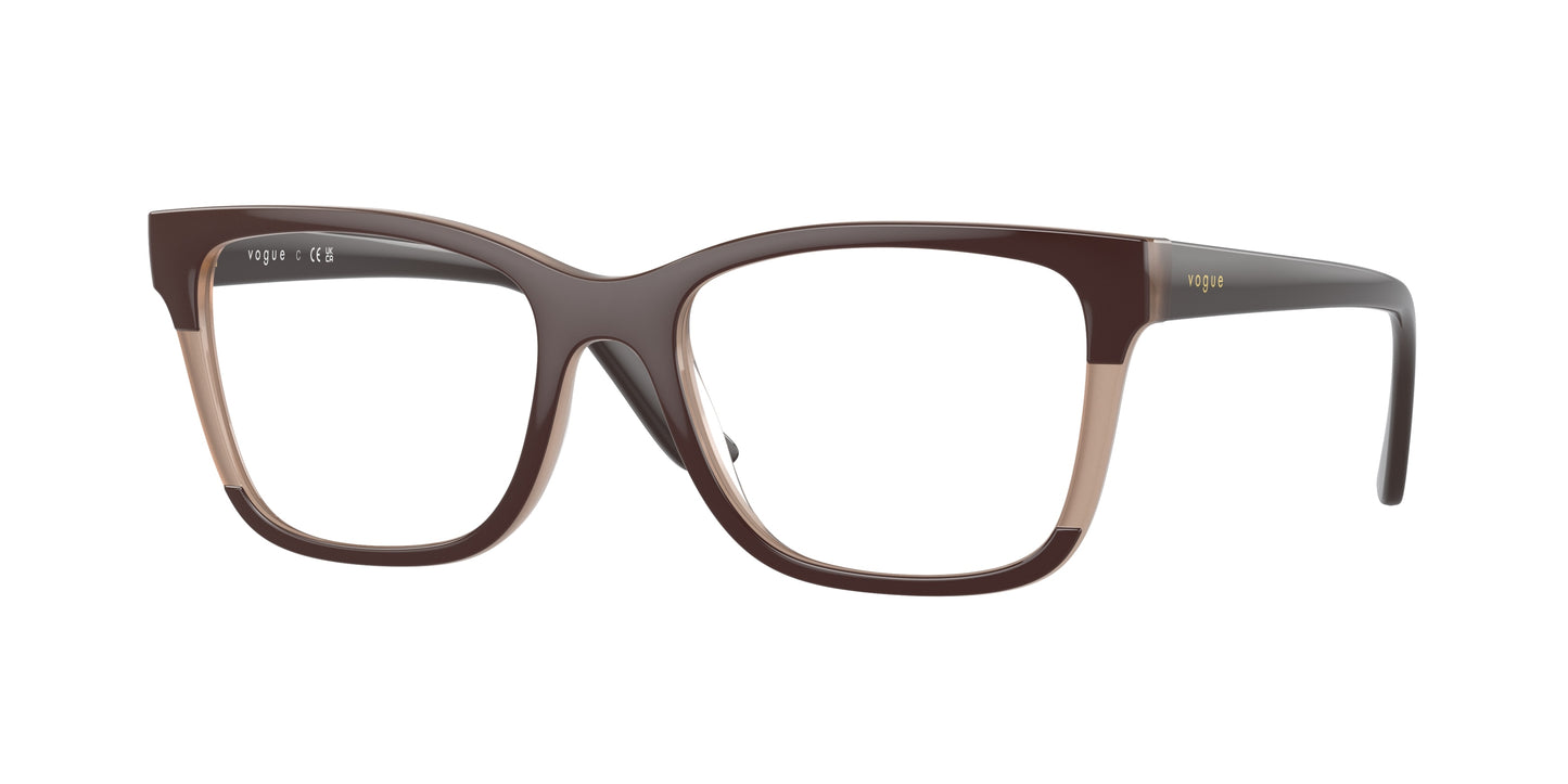 Vogue VO5556F Rectangle Eyeglasses 3153-Top Brown/Milky Brown 53-140-18 - Color Map Brown