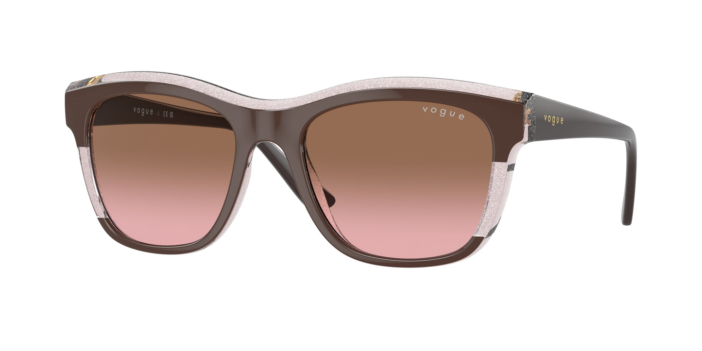 Vogue VO5557S Pillow Sunglasses 313614-Brown/Transparent Rose Glitter 54-140-19 - Color Map Brown