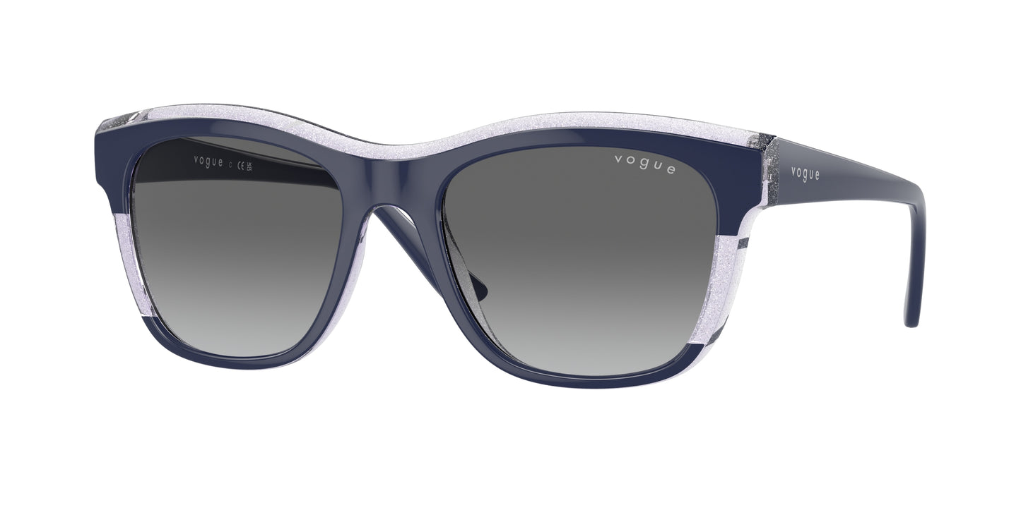 Vogue VO5557S Pillow Sunglasses 313711-Blue/Transparent Lilac Glitter 54-140-19 - Color Map Blue