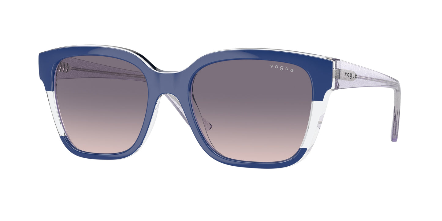 Vogue VO5558SF Square Sunglasses 315236-Top Blue/Transparent Grey 55-140-19 - Color Map Blue