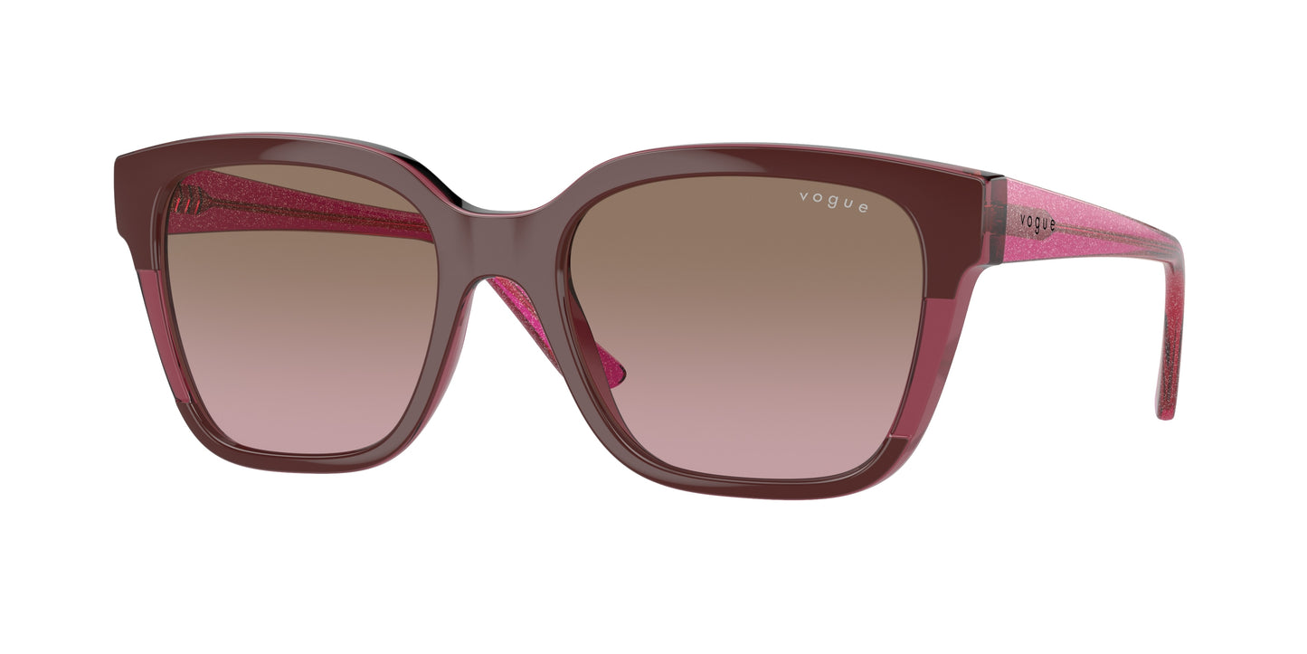 Vogue VO5558SF Square Sunglasses 315414-Top Bordeaux/Transparent Fuchsia 55-140-19 - Color Map Red