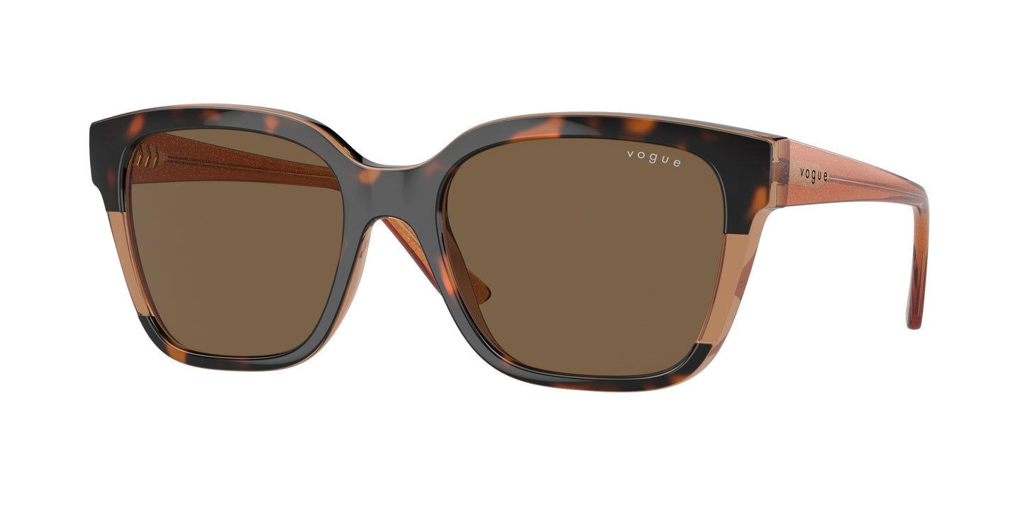 Vogue VO5558SF Square Sunglasses 315773-Top Havana/Transparent Brown 55-140-19 - Color Map Brown