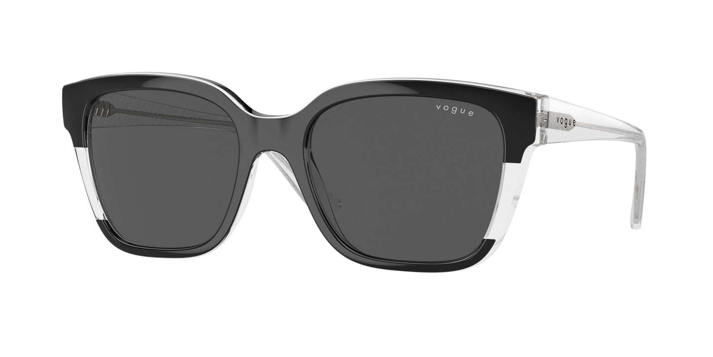 Vogue VO5558SF Square Sunglasses W82787-Top Black/Transparent 55-140-19 - Color Map Black