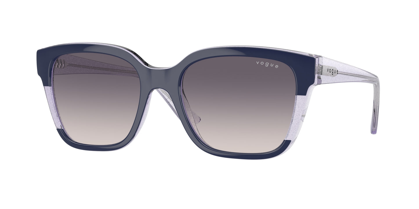 Vogue VO5558S Square Sunglasses 313736-Blue/Transparent Lilac Glitter 55-140-19 - Color Map Blue