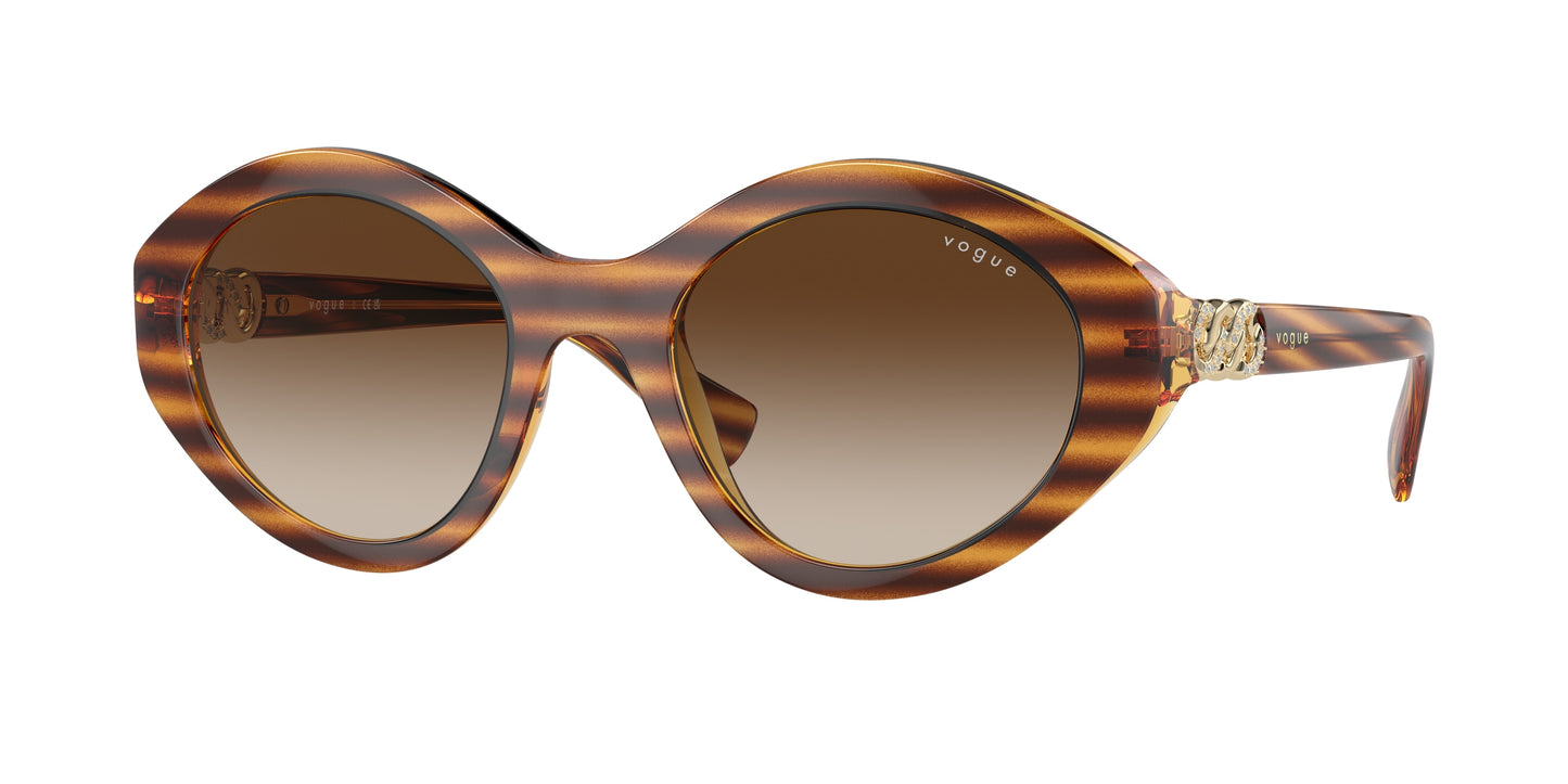 Vogue VO5576SB Oval Sunglasses 150813-Striped Dark Havana 52-140-21 - Color Map Brown