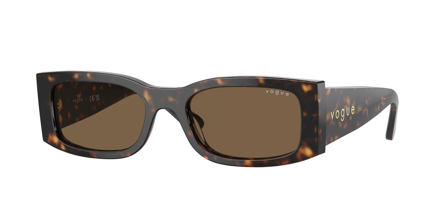 Vogue VO5584S Rectangle Sunglasses W65673-Dark Havana 53-140-19 - Color Map Brown