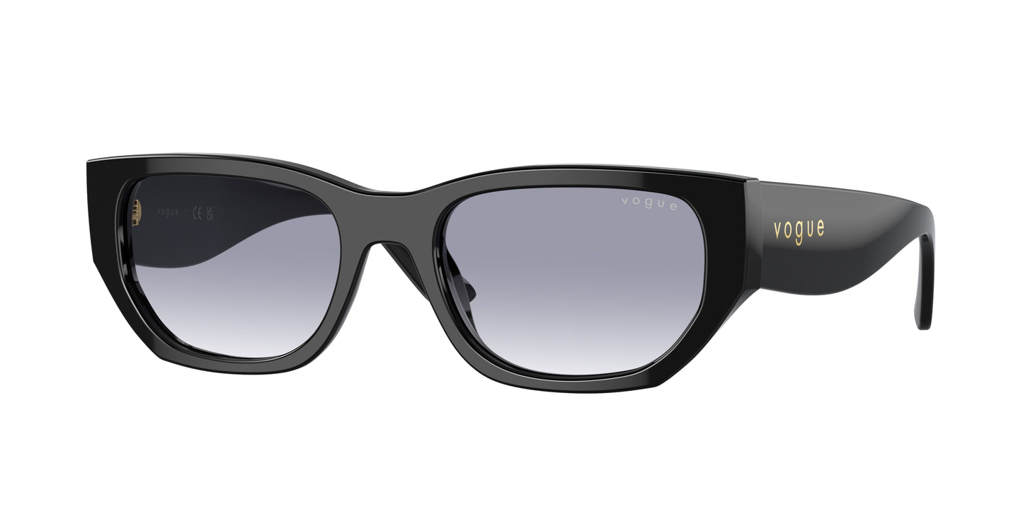 Vogue VO5586S Rectangle Sunglasses W44/79-Black 53-140-19 - Color Map Black
