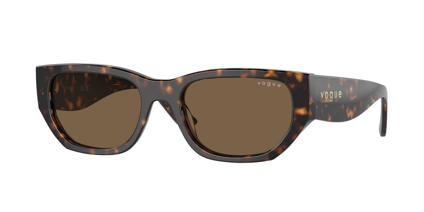 Vogue VO5586S Rectangle Sunglasses W65673-Dark Havana 53-140-19 - Color Map Brown