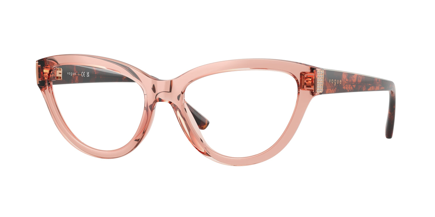 Vogue VO5610B Cat Eye Eyeglasses 2864-Transparent Dark Pink 54-140-17 - Color Map Pink