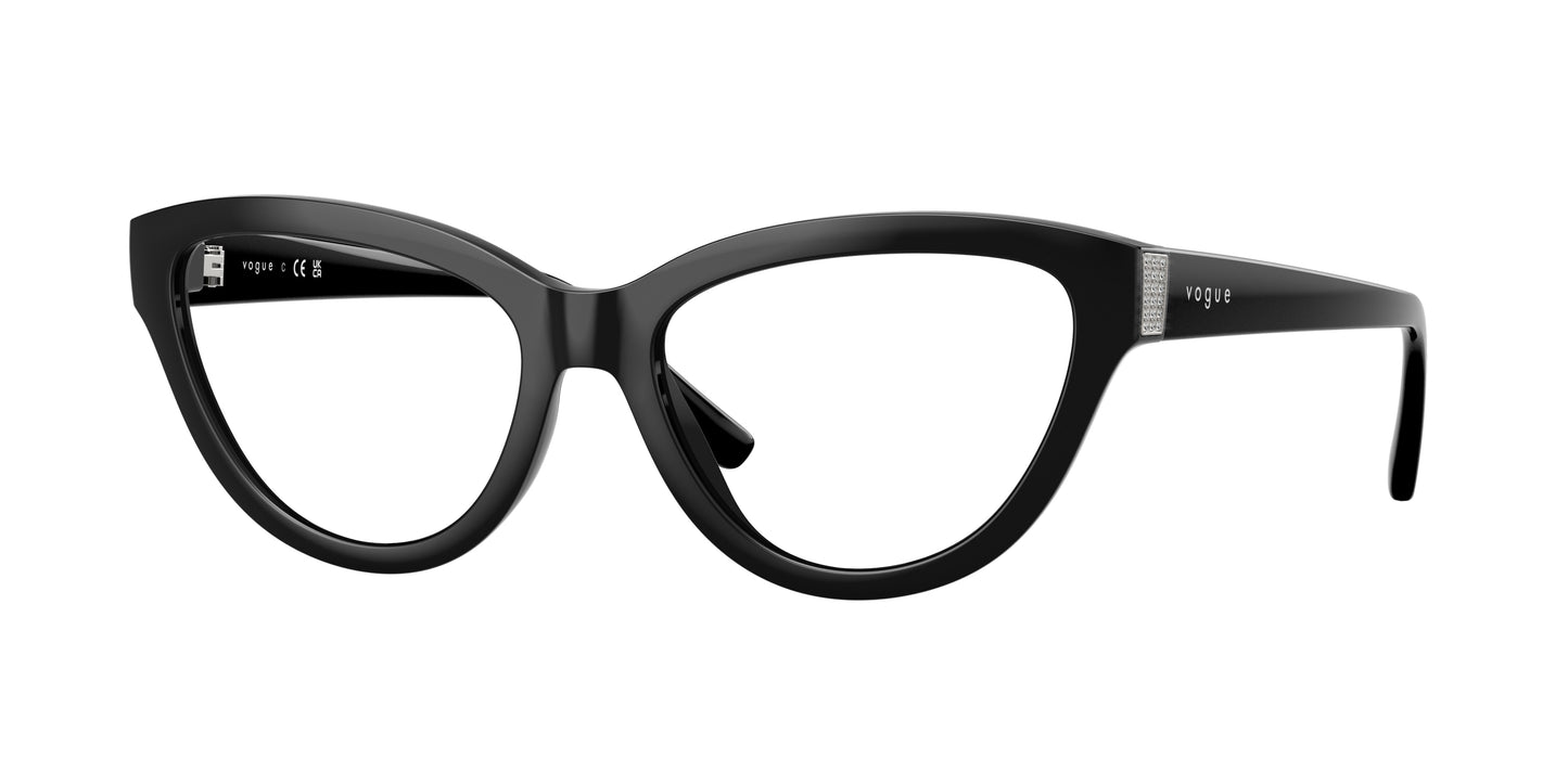 Vogue VO5610B Cat Eye Eyeglasses W44-Black 54-140-17 - Color Map Black