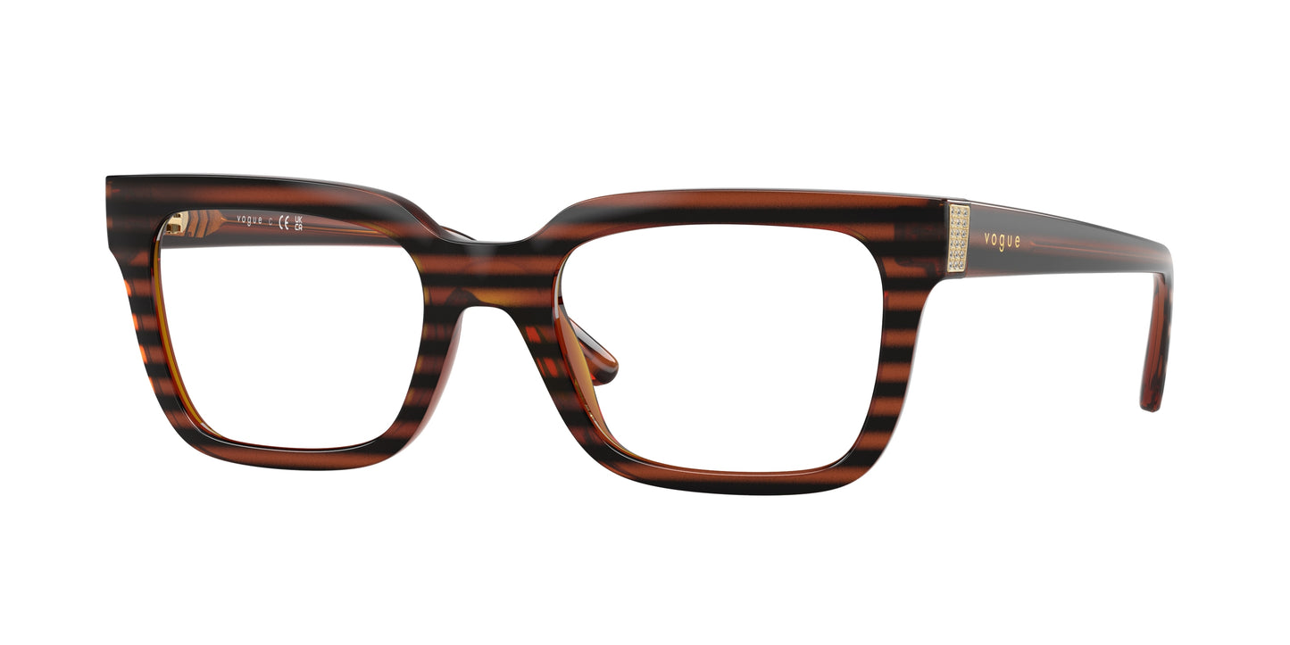 Vogue VO5611B Pillow Eyeglasses 2571-Striped Brown Havana 52-140-20 - Color Map Brown