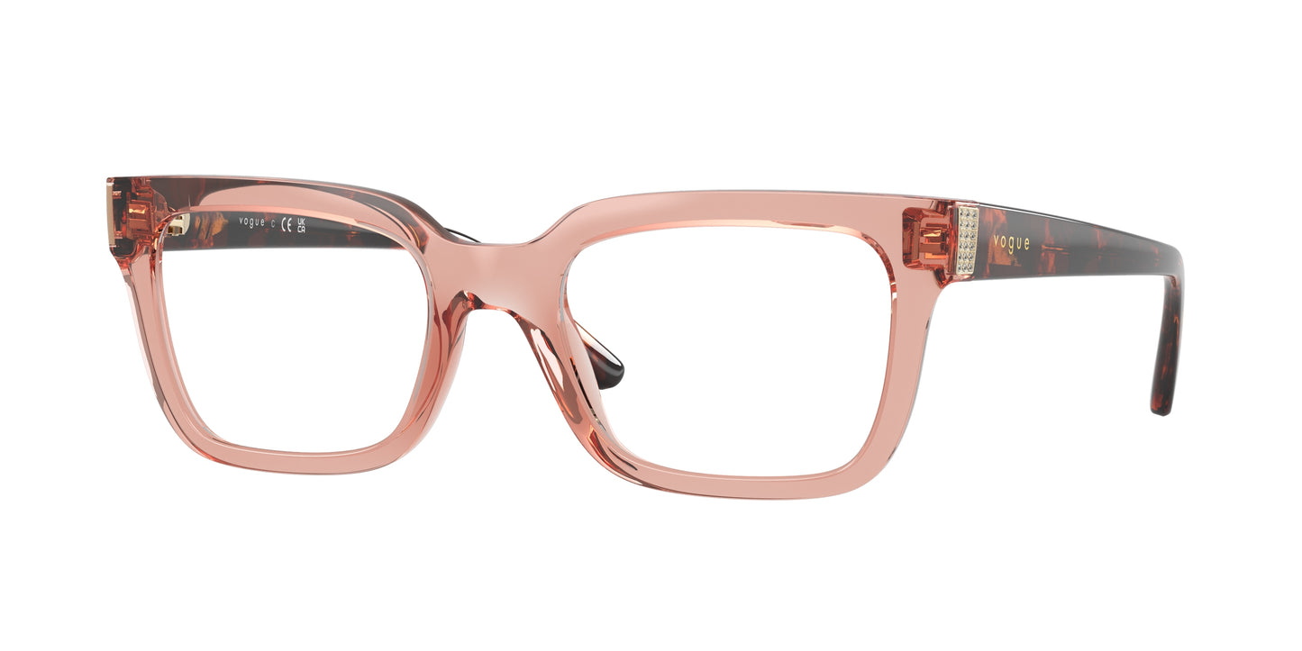 Vogue VO5611B Pillow Eyeglasses 2864-Transparent Dark Pink 52-140-20 - Color Map Pink