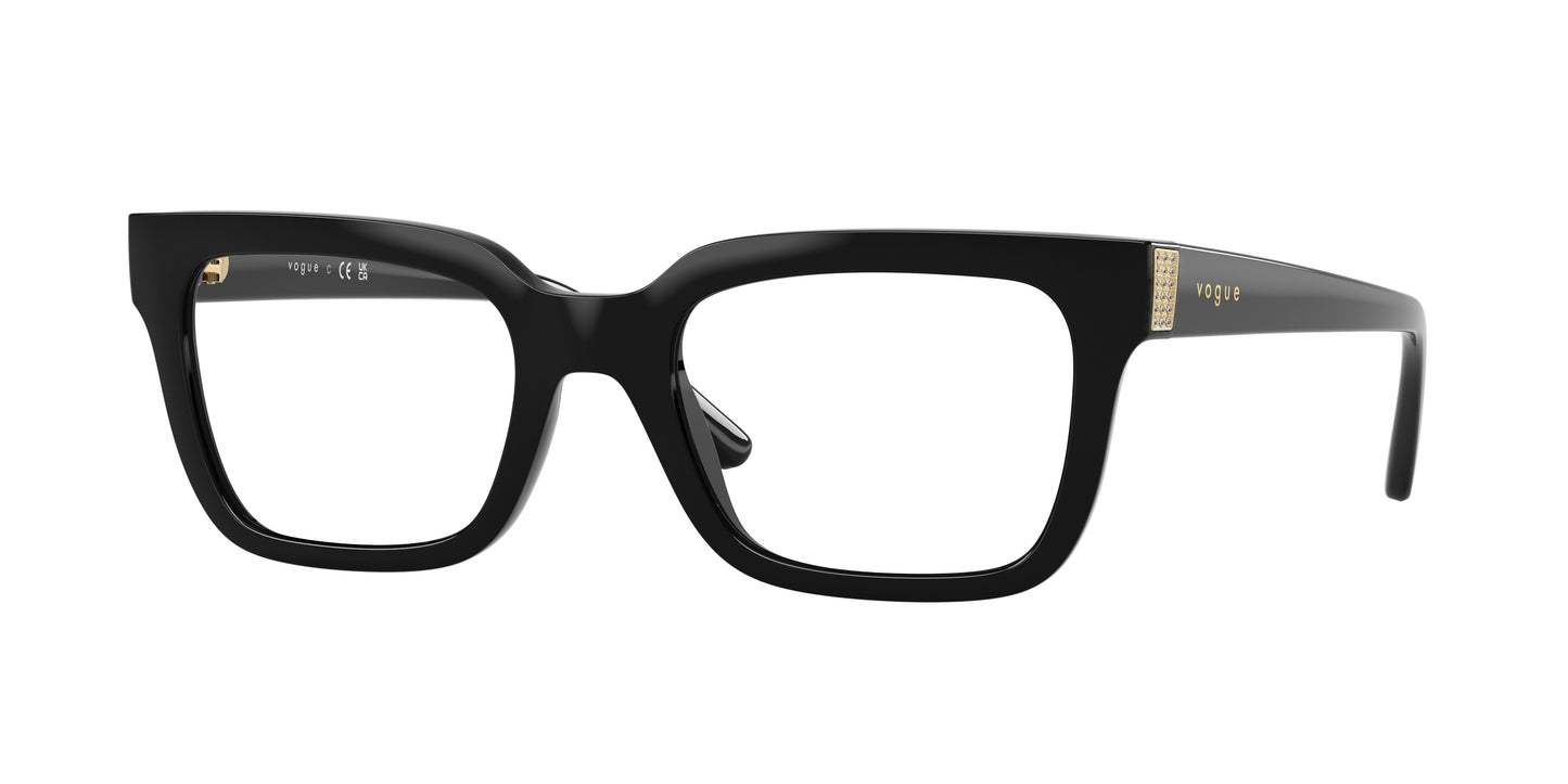 Vogue VO5611B Pillow Eyeglasses W44-Black 52-140-20 - Color Map Black