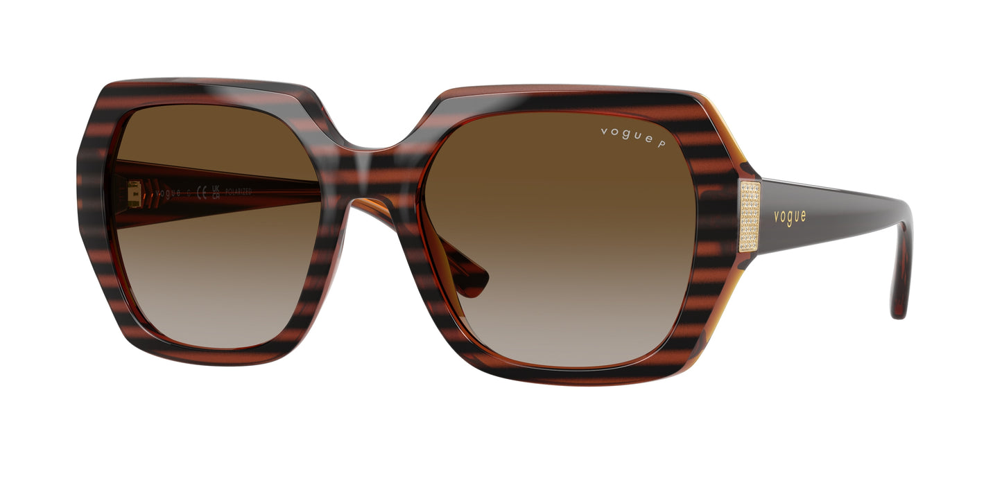 Vogue VO5612SB Irregular Sunglasses 2571T5-Striped Brown Havana 55-140-19 - Color Map Brown